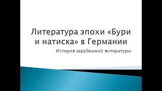 Видеолекция "Эпоха "Бури и натиска" в Германии"