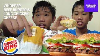 Mukbang - Burger King Whopper Beef Burger & Long Chicken Cheese | BlueSpoon Mukbang