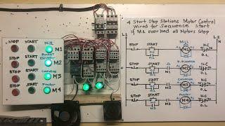 4 Start Stop Stations Motor Control Wired for Sequence start,  each motors with interlocking start.