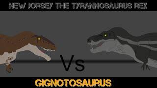 giganotosaurus vs New Jorsey the tyrannosaurus rex (stick nodes animation)