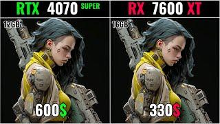 NVIDIA RTX 4070 SUPER VS AMD RADEON RX 7600 XT - TEST IN 20 GAMES AT 1080P , 2K , 4K