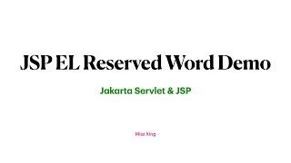 JSP Expression Language Reserve Words Demo