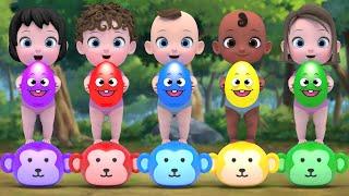 Surprise egg | Head Shoulders Knees And Toes & Five Little Monkeys Nursery Rhymes & Kids Songs