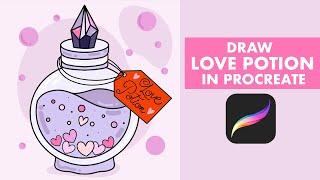 LOVE POTION Anyone Can Draw - Step By Step Procreate Tutorial For Beginners - Valentine's Day Art️