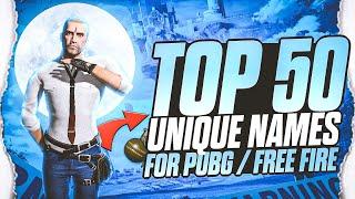 Top 50 Attitude Names For PUBGBGMI and FREEFIRE Nicknames | Top 50 best names for PUBG