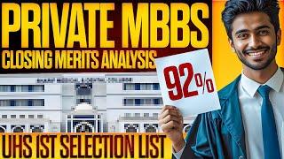 Private MBBS Closing Merits Analysis :: UHS Private Medical Colleges 1st Selection List