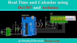 Real Time Digital Clock And Date Using DS1307 With Arduino and LCD - Proteus