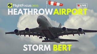 Heathrow Airport Live - #STORMBERT Strong Crosswind - Sunday 24th November 2024 Arrivals/ Departures