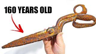 I Restore GIANT Scissors 160 Years Old, Rusted Shut!