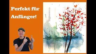 10-Minuten-Malerei: herbstliches Aquarell-Experiment ️| Tutorial | Anfänger | einfach | malen