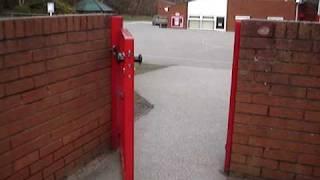 Lock-tec Adjustable Speed Pedestrian Gate closer and Child Safety Gate Lock in operation,