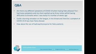 COVID 19 & Fabry Disease: Q&A with expert panel May 20, 2020