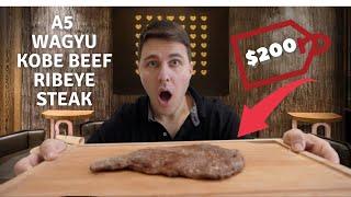 Eating the most expensive steak in the world! A5 Wagyu Japanese Kobe Beef Ribeye Steak.