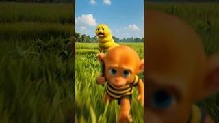 Smart baby monkey rescues pregnant caterpillar #ai #baby #animals #monkey