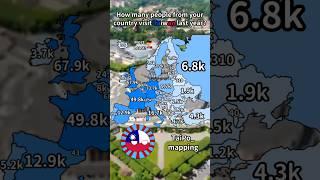How many people from your country visited Taiwan last year? #taiwan #travel #europe #mapping