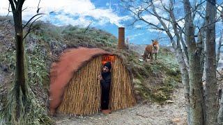 Building a Secret Survival Cave | The Ultimate Heated Bed and Warm Stove