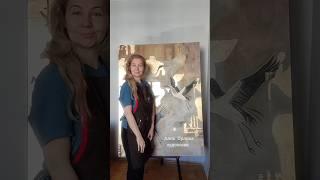 Журавли на закате картина маслом в интерьер Художник Алла Орлова #картинамасломнахолсте#shorts