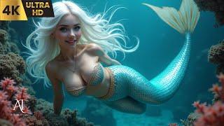 4K AI Girl Lookbook | Beautiful Mermaid | Beneath the Silver Waves | AI Music Video