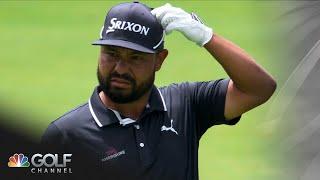 J.J. Spaun gets BRUTAL break off the flagstick at hole 2 on U.S. Open Sunday | Golf Channel