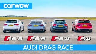 Audi RS5 vs RS3 vs S4 vs old RS4: Drag Race *Closer than you think*