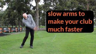 Gaining speed using golf swing lever system