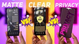 எதுபெருசுன்னு ஓடச்சிக்கட்டு️| Matte vs Clear vs PrivacyTempered Glass!!