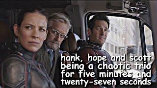 hank, hope and scott being a chaotic trio for five minutes and twenty-seven seconds