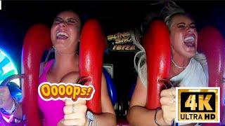 Nice bounce girl on slingshot ride  part 112 #slingshotchallenge #amusementpark