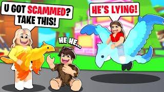 He *FAKED* Being Scammed To Get A FREE PHOENIX! We Made Him Regret It! (Roblox Adopt Me)