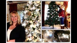 ~ FARMHOUSE GLAM CHRISTMAS TREE- Decorate With Me - How To Add Ribbon~