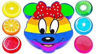 Satisfying Video | How To Make Rainbow Minnie Mouse Bathtub With Glitter Slime Cutting ASMR