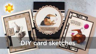 DIY Card Sketches -  Crazy Antics Anteater Cards