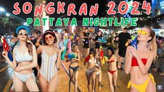 Songkran Festival 2024 Pattaya | Pattaya Nightlife | Water Festival Thailand | 4K