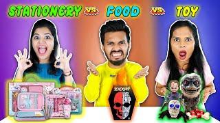 EXTREME FOOD vs STATIONERY vs TOYS CHALLENGE | HUNGRY BIRDS