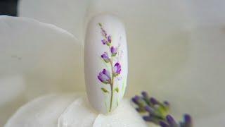 Nail tutorial. Fast lavender flower nail art design. Дизайн ногтей лаванда.