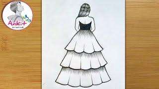 How to draw a girl in beautiful dress / Girl Drawing / Dress Drawing / Pencil Sketch / Art