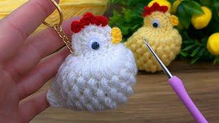 Sweet chickens**!!• I'm making a very easy crochet puff puff chicken keychain.#crochet  #knitting