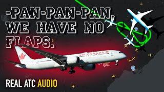 High speed landing. Flaps failed on approach. Air Canada Boeing 787 Dreamliner. REAL ATC