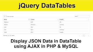 04 - How to display JSON Data in DataTable using AJAX in PHP and MySQL with Source Code