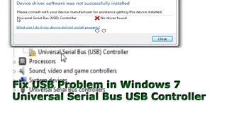 Fix USB Problem in Windows 7 Universal Serial Bus USB solution