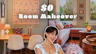 A Living Room Makeover for ZERO Freakin Dollars