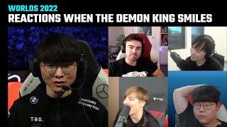 [Compilation] Casters & Streamers' reactions when Faker smiles | T1 vs JDG | Worlds 2022 Semifinals