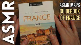 1hr looking at a guidebook of France with map tracing [ASMR]