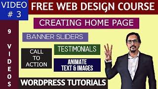 How to create Website Home Page - Banner Slider - Testimonials | Web design course - Video 3