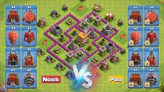 Town Hall 6 Max Vs Level 1 And Max Siege Machines | Clash of Clans