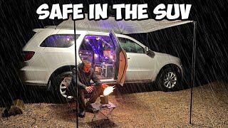 Solo Car Camping in the Rain with a New Stove, lots of Animals! | SUV Camping