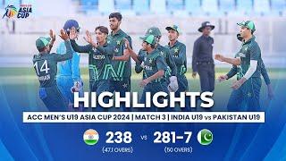 India U19 vs Pakistan U19 | ACC Men's U19 Asia Cup | Match 3