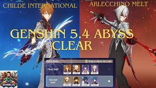 Genshin Impact 5.4 - Spiral Abyss Clear & Tips - Childe International and Arlecchino  Melt