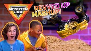 Monster Truck Stunts & Dunk Tank DUEL  Monster Jam Revved Up Recaps 9 & 10 - Kids Action Toy Videos