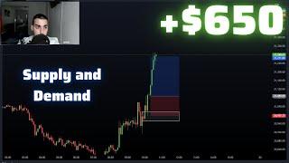 Live Trading NAS100 | Supply and Demand ( +$650 )